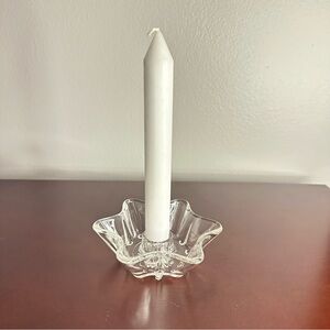 Vintage Six-Pointed Star of David Pressed Glass Taper Candle Holder